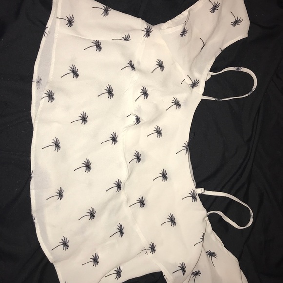off the shoulder, palm tree printed crop top - Picture 1 of 1